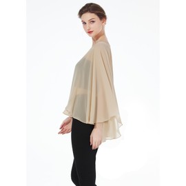 BEAUTELICATE Women's Stole Scarf Chiffon Cape Elegant for Wedding Dress Evening Dress Festive Prom Dress Beach Dress, Short Style - Champagne