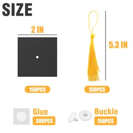 150Pcs Graduation Cap Chocolate Decorations,2025 Graduation Cap Cupcake Toppers Chocolate Decorations with Tassel Adhesive Dots for Class of 2025 Congrats Grad Cap Black