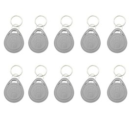 10pcs Plastic 125KHZ Rewritable Writable ID Cards Keyfobs RFID Copy Key Tags Handheld RFID Copier Writer Readers Duplicator-Re-Writable,Gray