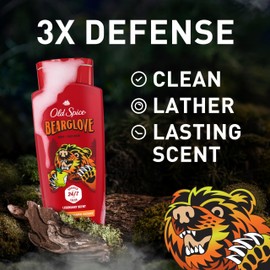 Old Spice Cleansing Body Wash for Men, 3X Defense, 24/7 Shower Fresh with Lasting Scent, 2-in-1 Body & Face Wash, Bearglove with Crisp Orchard Scent, 24 oz (Pack of 4)