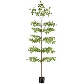 FEELEAD Faux Black Olive Tree 8FT – Tall Artificial Shady Lady Tree with Natural Wood Trunk and Realistic Leaves, Large Fake Tree for Indoor Home and Office Decor