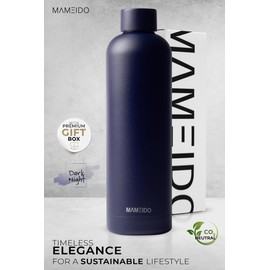 MAMEIDO Stainless Steel Drinking Bottle, 750 ml, 500 ml & 1 Litre, Leak-Proof Thermos Flask, Suitable for Carbonated Drinks, BPA-Free, Insulated Flask for 12 Hours Hot and 24 Hours Cold (Dark Night,