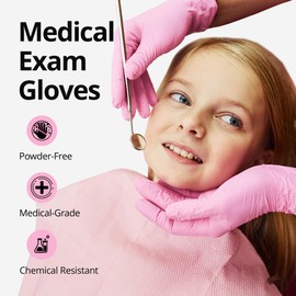 SwiftGrip Nitrile Disposable Gloves, 3-mil, Pink Industrial Gloves Disposable Latex Free, Gloves for Cleaning & Esthetician, Pink Rubber Gloves, Pink Cleaning Gloves, Powder-Free, 50-ct Box (Small)