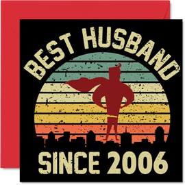 18th Card Wedding Anniversary for Husband - Best Husband - Happy 18th Wedding Anniversary Card Wedding Anniversary Cards for Lover 145mm x 145mm Greeting Cards for Eighteenth Anniversaries