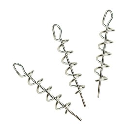 Binzzo Centering Pin Spring Twist Lock Fishing 33mm Length Screw Worm Hook Crank Grub Rig Fixed Bait Run Straight Self Align Long Enough Secure Not Off Center Stainless Steel for Soft Lure 50pcs