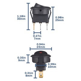 VEXUNGA Rocker Switch 12 V 20 A DC Switch 3-Pin Rocker Switch Illuminated Round with LED Red 12 Volt On/Off 2 Position Car Built-in Switch Self-Locking Square Round for Car Boat (Pack of 10)