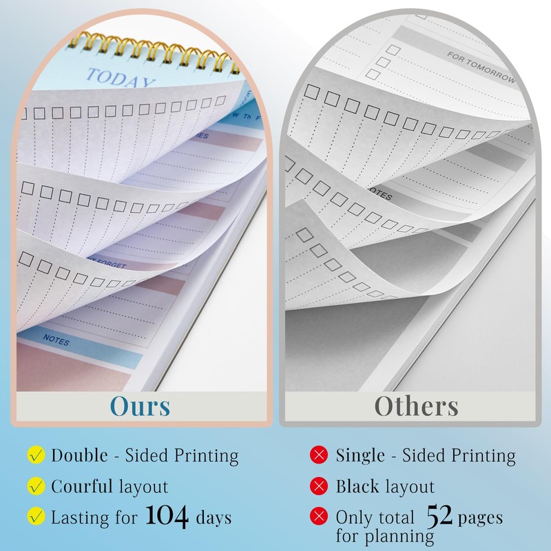 JUBTIC To Do List Notepad - Daily Planner Pad CheckList
