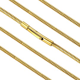 FaithHeart Feminine Gold Plated Italian Chain Necklace Women 16 Inch Snake DIY Chains for Pendant 2MM Slim Choker Chain for OL