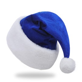 JKSVE Santa Hat,Adults Unisex Velvet Christmas Hat,New Year Festive Party Christmas Supplies (royal blue)