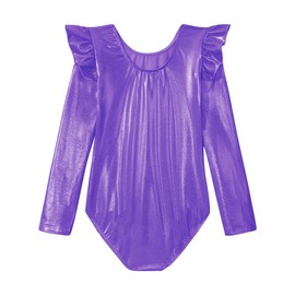 Tziharora Gymnastics Leotards for Girls,Ruffle Long Sleeve Leotards For Girls,Athletic Dance Bodysuit,Kids Tumbling Outfits Size 3-10 Years Old