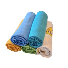 Baby Burp Cloths, Cloth Nappies, Muslin Nappies, 80 x 80 cm, 100% Cotton Nappies, Set of 5 for Boys