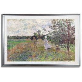 Monet Wall Art Collection Promenade a Argenteuil 1875 Fine Giclee Prints Wall Art in Premium Quality Ready to Hang, 16X22 Framed, Silver Frame