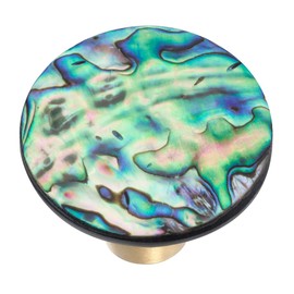 Rockcloud Round Colorful Abalone Shell Drawer Knobs with Copper Base Handmade Pulls Handle for Cabinet Wardrode Furniture Decorative Knob, Pack of 2