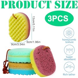 IAPGUAMB Multicolored Shower Puff SetBath Sponge C Exfoliating Bath Sponge for Gentle Skin Care, Featuring Loofah Texture and Shower Sponge Design