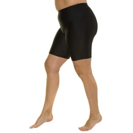 Ulla Popken Women's Swim Shorts, Large Sizes, Swimwear, in Black, Sun Protection, Quick-Drying and Elastic Waistband, 698609 -