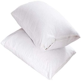 Aaf Textiles Waterproof Pillow Protectors Pair Cotton Non Noisy Terry Towelling 100% Waterproof with Zip Cases Cover Anti Allergy Dust Mite,Bacterial (Pillow Protector Zipped)