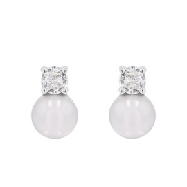 Amor Women's Stud Earrings 925 Sterling Silver with Synthetic Zirconia Silver Comes in Jewellery Gift Box, Sterling Silver, Cubic Zirconia