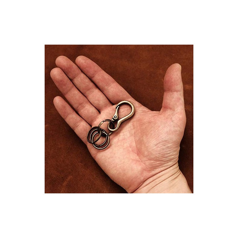 BRASS STORE Carabiner Keychain with Antique Double Ring (Bronze Small)