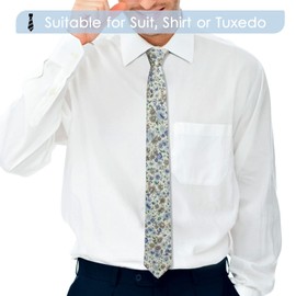 Mantieqingway Ties for Men, 2.76'' Cotton Floral Tie Men's Neckties for Weddings Groomsmens Dances Party Valentine's Day Gift (Style-03)