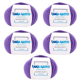 Knitting yarn 100% pure merino new wool extra fine, line super soft by Lana Gatto, made in Italy, high-quality yarn for crochet and hand knitting, 250 g, 625 metres (purple - 14647, 5)