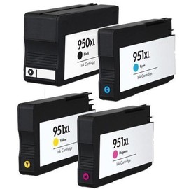 Generic 950XL Black and 951 Tri-color (Cyan, Magenta, Yellow) Combo Saver 4 cartridges in one pack for Hp Officejet Pro 8100/8600/251/276