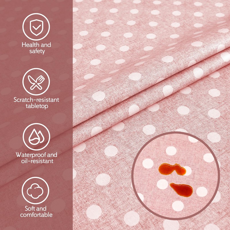 WenYa Polka Dot Tablecloth Wipe Clean Table Cloth Wipeable PVC