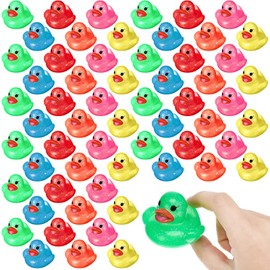 Leitee Glitter Rubber Duck Assortment Duckies for Kids Colorful Glitter Mini Ducks Neon Color Ducky Bath Toys for Birthday Gifts Baby Shower Decorations Summer Beach Pool Activity Favor 1.6''(48 Pcs)