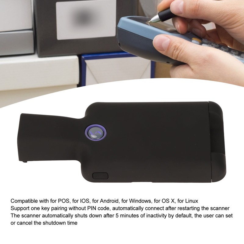 Back Clip Bluetooth Barcode Scanner 1D 2D QR 2.4G Wireless