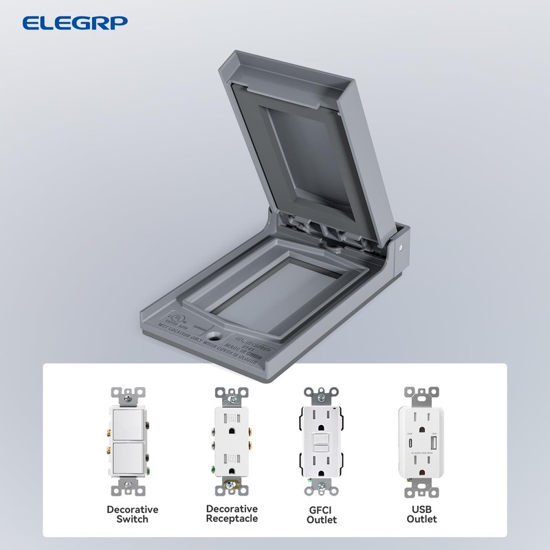 ELEGRP Vertical Outdoor Cover for Decotative Receptacles, Weatherproof Wall Plate,