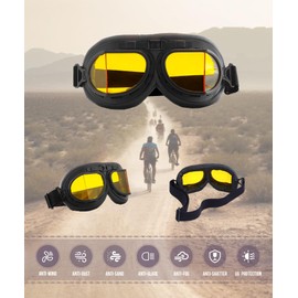CRG Sports Motorcycle Goggle Aviator Pilot Style Cruiser Scooter Motocross Goggles for Man, Woman, Adult