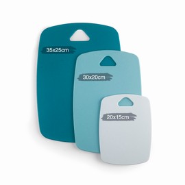 Lacor - 60555 - Set of 3 Ocean Chopping Boards, Ideal for Cutting Food, Hanging Hole, Polypropylene, Sizes: 20 x 15 cm, 30 x 20 cm and 35 x 25 cm, Blue