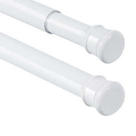Ginbel Direct 2 Pack Shower Curtain Rod 28-48 Inch, 1"Diameter Spring Small Adjustable Tension Curtain Rods for Bathroom Windows Closet No Drilling No Rust, White