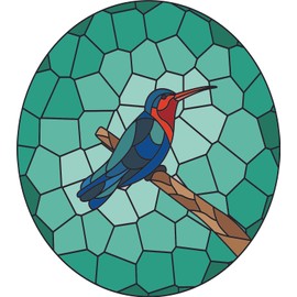 Design With Vinyl – Blue Bird Sitting on Branch Vinyl Stained Glass Film Window Decoration Static Cling in a Crystal Theme, Home Decorating Vinyl Sticker (10x9 inches)