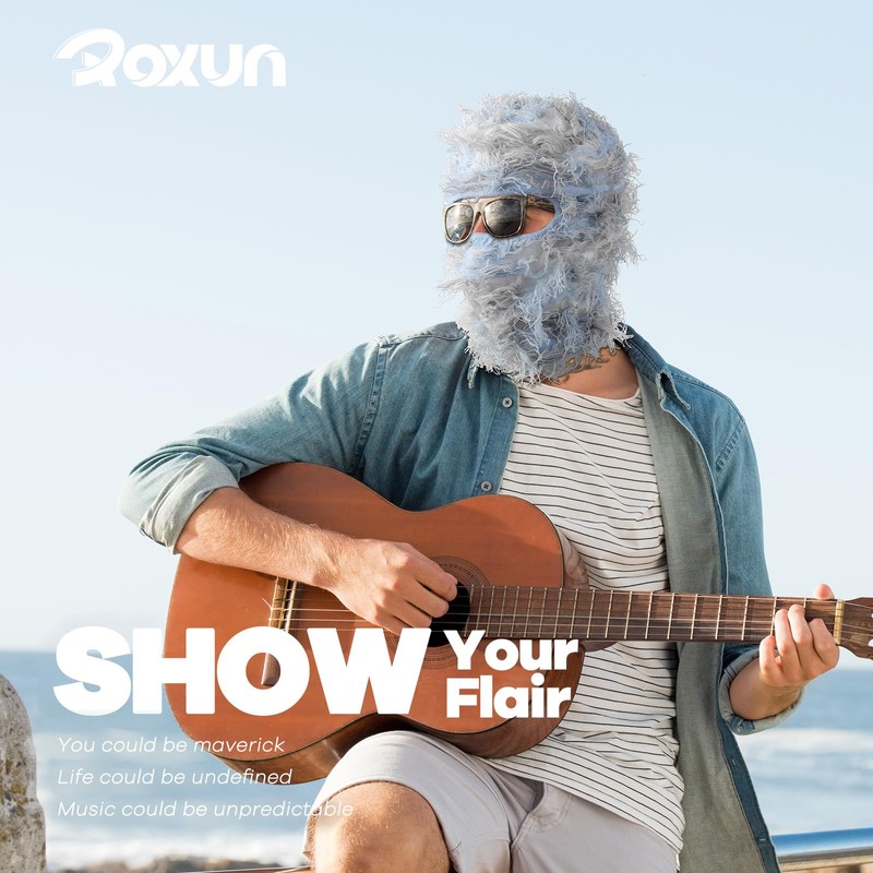 ROXUN Distressed Balaclava Ski Mask, Shiesty Yeat Airsoft Custom Camo
