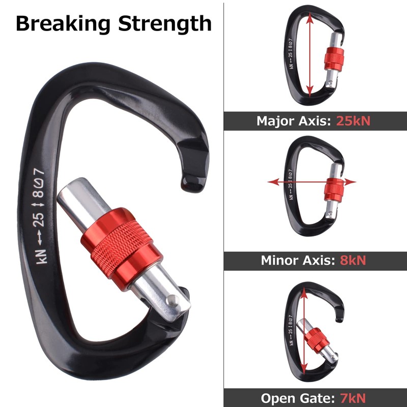 Azarxis Locking Carabiner, D-Ring, Climbing Button, Aluminum Carabiner, Load Capacity