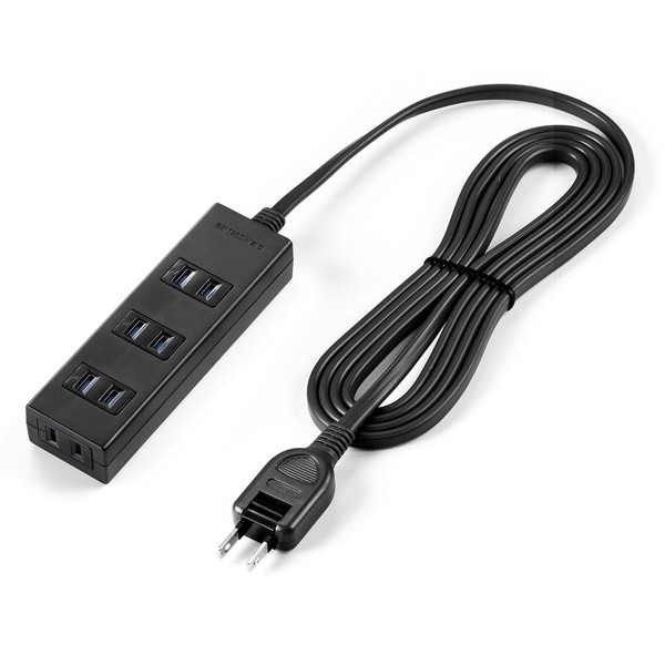 Sanwa Direct 700-TAP054-2BK Power Tap, 4 Outlets, 6.6 ft (2