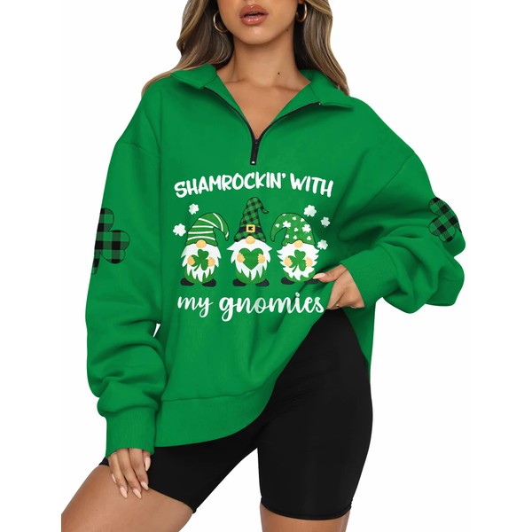 ALIREVERIE Womens St Patricks Graphic Party Shirts Clover Irish Oversized