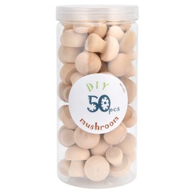 Tomotato Unfinished Wooden Mushroom Figures - 50 Pcs Small Peg Dolls for Arts Crafts DIY Projects, Home Office Desktop Decoration