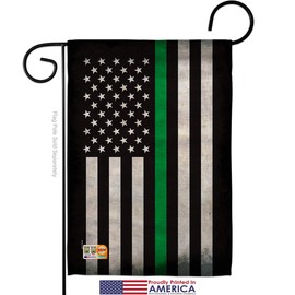 EMT USA Thin Green Line Garden Flag Set Wall Holder Armed Forces Paramedic EMS NurseEmergency Medical Technician Support Small Decorative Gift Yard House Banner Double-Sided Made In 13 X 18.5