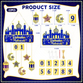 Hanging Ramadan Advent Calendar 30 Days Til Eid Ramadan Mubarak Countdown Calendar DIY Wall Door Islamic Decoration for Home