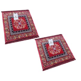 Kuber Industries 2 Piece Velvet Pooja Aasan Mat Set - 24" x 24", Multicolour