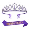 Purple Birthday Queen Sash and Crown Decorations for Women