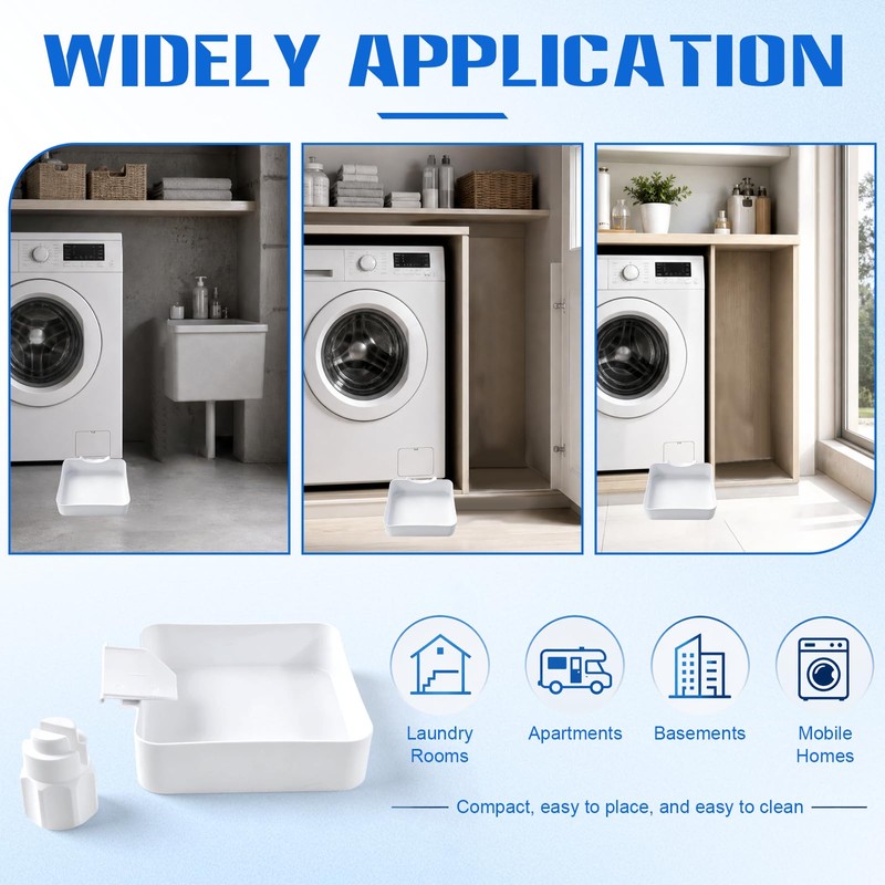 3PCS Washing Machine Drain Tray, Leak Proof Non-Slip Drainage Tray