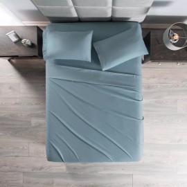 Vianney Jgo De Sabanas Queen Size Viasoft Azul Celeste Vianney 88556 Diseño De La Tela Liso