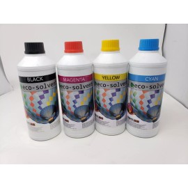 Black Lot Of 4 Eco-solvent Ink Black, Magenta, Cyan, Yellow 1L
