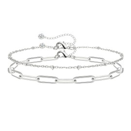 Dainty Gold Sliver Bracelets for Women Link Chain Herringbone Twisted Rope Box Mesh Bracelet Gold Plated Minimalist Chain Charm Bracelet Jewelry Gifts for Women Girls