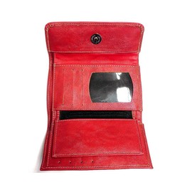 Mia Jewel Shop Multicolored Tribal Striped Print Leather Trifold Wallet ID Window Card Slots - Womens Fashion Handmade Bags Boho Travel Accessories (Red)