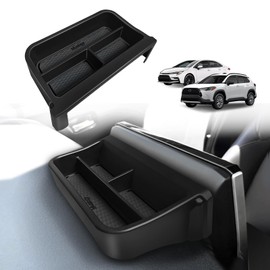 Muslogy Dashboard Storage Organizer Fits For 2020-2024 2025 Toyota Corolla & 2022-2025 Corolla Cross Accessories Non-Slip Insert Behind Screen for 8-inch Touch Screen (Won't Fit 2026 Model) (Black)