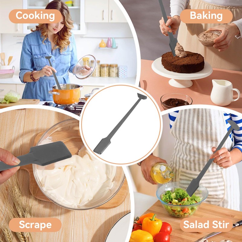 Silicone Jar Spatula, 36cm Long Handle Food Scraper for Jars,