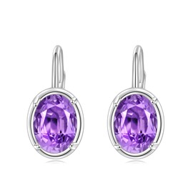 POPLYKE Amethyst Leverback Earrings Sterling Silver February Birthstone Earrings for Women Jewelry Gift for Girls (February)